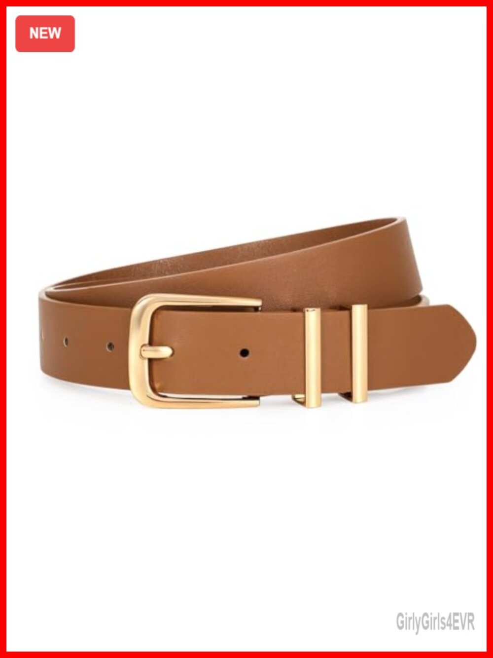 Faux Leather Women's Belt for Jeans Pants Dress with Gold Buckle